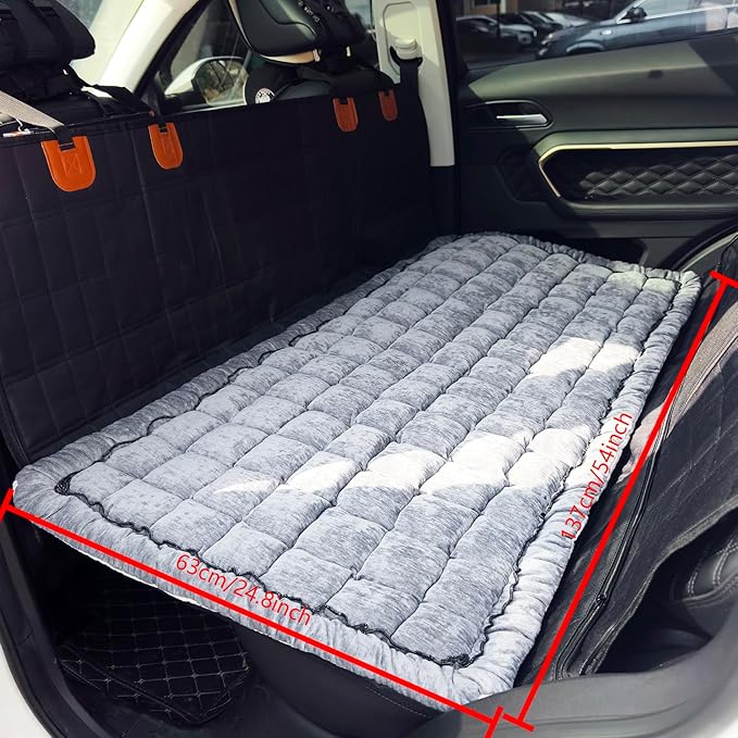 Dog Bed for Car Back Seat, Non-Slip Backseat Pet Mat for Trucks & SUVs | Plaid Flannel, Quilted PP Cotton Filling, Non-Slip Backing, Machine Washable, Fits Backseat Extenders, Trucks & SUVs