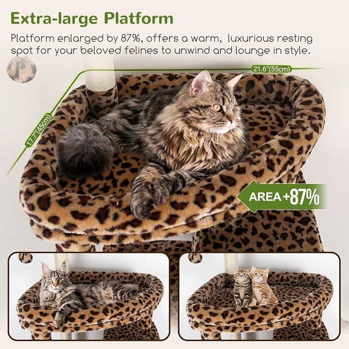 Globlazer Giant Cat Tree, 83 inch Cat Tree for Indoor Cats Large Adult, XXL Cat Tower with 9 Scratching Posts for 20lb+ Heavy Duty Large Adult Cats, F83, Leopard Print