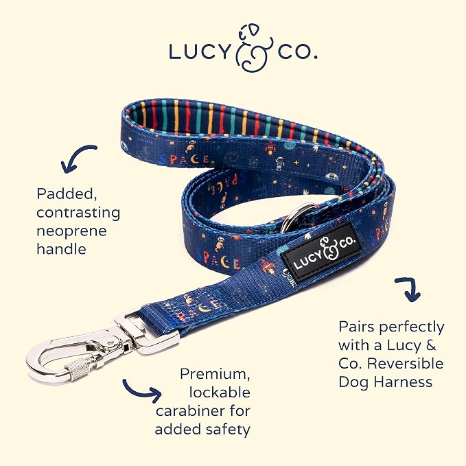 Lucy & Co. Space Doodle Dog Leash - 5-Foot Designer Dog Leash for Small, Medium or Big Dogs or Puppies Puppy - Pet Accessories & Supplies