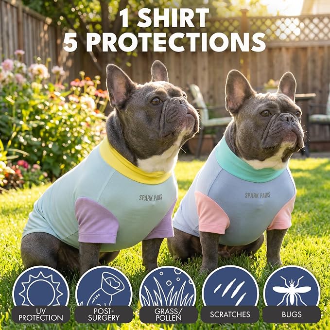 Spark Paws Sunblock Dog T-Shirt, SPF30 Protection, Lightweight Breathable Quick Dry for Dogs with Sensitive Skin - Breeze & Sorbet (Set of 2) - Size XL
