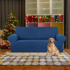 Stretch Loveseat Couch Cover, 2 Cushion Couch Slipcover,Classic Blue | 1-Piece Washable Sofa Cover Pet Friendly (55"-78") Furniture Protector Soft Jacquard, Elastic Bottom for Dogs & Kids
