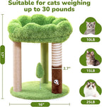 Woochpet 20" Small Cat Tree with 3 Scratching Posts and Perch Bed | Removable Washable Top Cover, Natural Sisal Rope, Compact Design, For Small Cats and Kittens