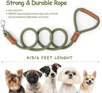 Mile High Life Dog Leash with Genuine Leather Handle, 6 FT/5 FT/4 FT | Leather Grip Rope Leash, Heavy Duty 360° Swivel Metal Clasp, for Small Medium & Large Dogs