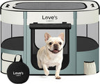 Love's cabin Pet Puppy Dog Playpen, Medium Dog Tent Crates Cage Indoor/Outdoor, Portable Exercise Playpen for Cat, Foldable Pop Up Dog Kennel Playpen with Carring Case (M, Gray Green)
