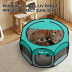Siedihit Playpen for Middle Dog Cat, Dogs Tent Crate Cage Indoor | Outdoor, Portable Pop Up Dog Kennel with Carrying Bag for Rabbits(Green, Medium)