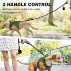 Double Handle Dog Leash with Poop Bag Holder and Car Seat Belt Buckle | Heavy Duty | Double Handle | with Poop Bag Holder | with Car Seat Belt Buckle | Reflective | Lightweight