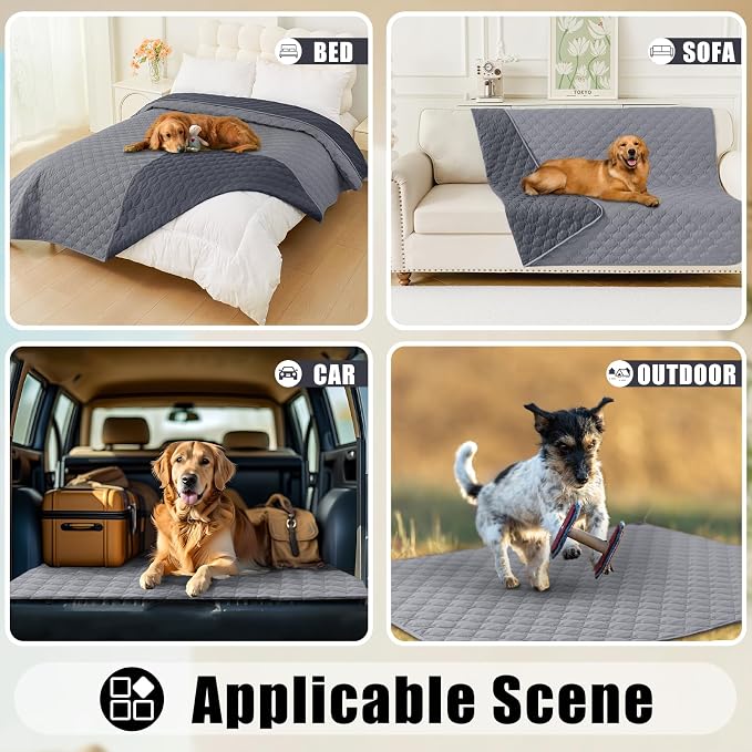 Smiry Waterproof Dog Bed Cover Blanket, Reversible Pet Blanket | Soft Reversible, Washable Leakproof Cats Dogs Couch Cover for Sofa, Couch, Furniture (52x82 Inch)
