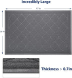 Cat Litter Box Mat, Kitty Premium PVC Pad, Durable Trapping Rug, Phthalate Free, Urine-Resistant, Scatter Control, XXL 47 x 36 Inch, Grey