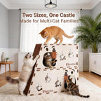 Cat Tunnel House for Indoor Cats, 3-in-1 Felt Cave and Scratcher | Fits 12–22 lb pets, reinforced top supports lounging, joins two units into a 47-inch play zone, includes two catnip bell toys