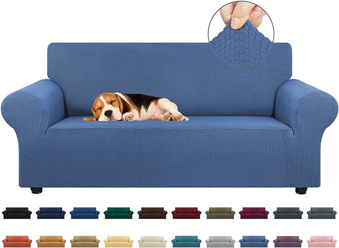 Stretch Loveseat Couch Cover, 2 Cushion Couch Slipcover,Riverside | 1-Piece Washable Sofa Cover Pet Friendly (55"-78") Furniture Protector Soft Jacquard, Elastic Bottom for Dogs & Kids