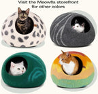 MEOWFIA Cat Cave – Premium Felt Cat Bed Enclosure for Indoor Cats, Handmade Merino Wool (Emerald, Medium)