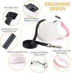 Fida Retractable Dog Leash with Dispenser and Poop Bags, 16 ft Pet Walking Leash for Medium Dog or Cat up to 44 lbs, Anti-Slip Handle, Tangle Free, Reflective Nylon Tape (M, White)