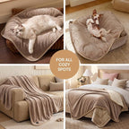 Luciphia Waterproof Pet Blanket, Washable Reversible Sherpa Fleece Throw | Liquid-proof furniture protector for bed and couch, soft reversible sherpa fleece for dogs, cats khaki, XS