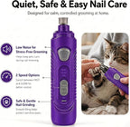 Pet Nail Grinder for Dogs and Cats, 2-Speed Electric Dog Nail Trimmer, Extral Steel Pet Nail Clipper, Rechargeable 2000mAh Nail Grinder for Small Medium Large Dogs with 2 LED Lights, Purple
