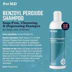 Pet MD Benzoyl Peroxide Shampoo for Dogs, Cats, and Horses - 12oz | Helps Relieve Itchy, Oily & Flaky Skin - Deep Cleansing & Deodorizing Formula - Passion Fruit Scent