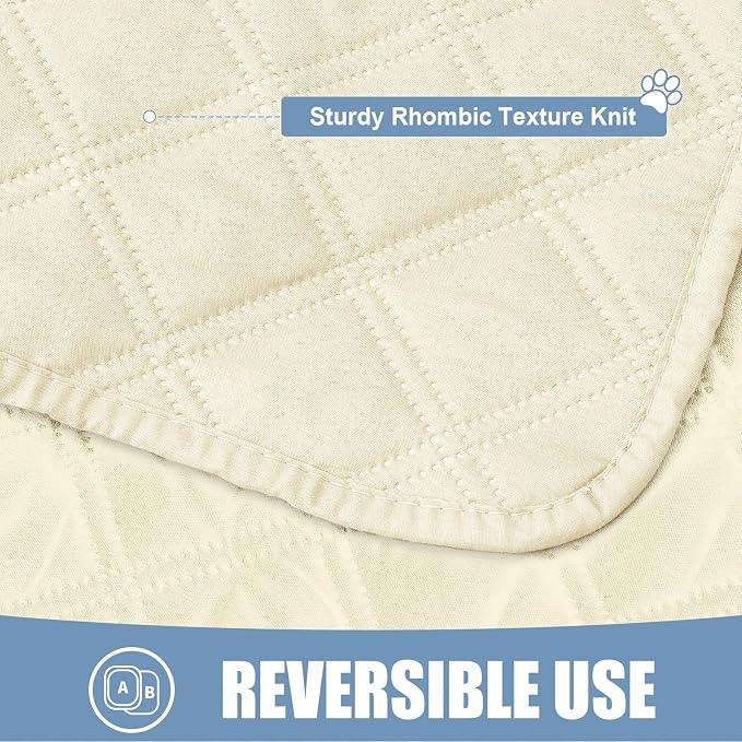 Smiry Waterproof Reversible Pet Couch Covers for Dogs | Pet Friendly, Soft Fabric, Washable Sofa Furniture Protector for Dogs Cat Kids, Checkered (40"x90", Beige/Beige)