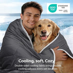 Cooling Blanket for Dogs - Q-MAX>0.4 Waterproof Pet Throw Blanket Bed Cover, Non-Slip Dog Blankets for Couch Protector, Washable Furniture Cover for Summer, Grey,30x40