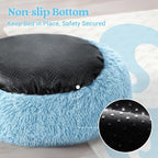 rabbitgoo Calming Cat Beds for Indoor Cats, 20 inches, Light Blue | Soft Warm Donut, Fluffy Faux Fur, Supportive Raised Rim, Anti-slip, Machine Washable, Up to 15lbs Kittens & Small Cats
