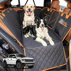 Hard Bottom Waterproof Dog Seat Cover Hammock for Full Size Truck | 900D Oxford bite-proof & waterproof. 35D sponge pad protects dog joints. Extra-wide hard bottom supports 600lbs. Mesh window