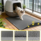 Cat Litter Mat, 30"x24", Waterproof, Easy to Clean (Grey-1Pack) | Double-Layer Honeycomb for Effective Litter Trapping, Premium Durable EVA, Non-Slip, Paw-Friendly Soft Surface