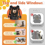 WOYYHO Pet Dog Carrier Backpack with Windows, Ventilated Small Dog Backpack | Breathable Top & Side Windows, Safety Belt, Storage Pockets, Small Dog Front Backpack, for Travel Hiking Outdoor, Black2.0, S