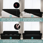 YEMYHOM Couch Cover Latest Jacquard Design High Stretch Sofa Covers for 2 Cushion Couch, Pet Dog Cat Proof Loveseat Slipcover Non Slip Magic Elastic Furniture Protector (Medium, Black)