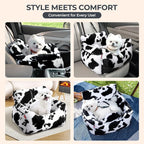 BurgeonNest Dog Car Seat for Small Dogs & Cats Under 25 lbs, Milk Cow