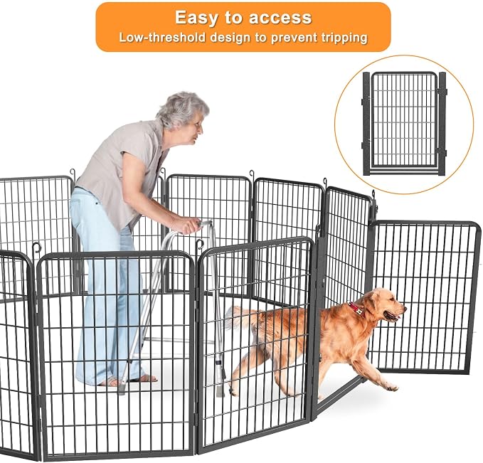 Low Threshold Dog Playpens Fence Indoor, 40 inch 28 Panels Heavy Duty Metal Outdoor Pet Playpen for Large/Medium/Small Dogs, Tall Dog Play Exercise Pens Outside