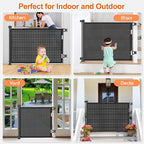 EZIGO 55 Inch Retractable Baby Gates Extra Wide Baby Dog Gate for Stairs | 34 Inch Tall Retractable Dog Gate, One-Hand Operation Mesh Safety Pet Gate for Deck, Porch, Doorways Indoor Outdoor, Black