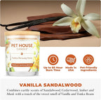Pet House Candle Plant-Based/Soy - Clean Burning Scented, Long Lasting Pet Odor Candle for Home - Vanilla Sandalwood