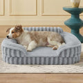 LE SURE Cute Cozy High Back Orthopedic Dog Beds Medium Size Dog,28" Grey | Waterproof Pet Bed with Sides, Aesthetic Comfy Egg-Crate Foam Pet Couch Sofa, Removable Washable Cover, Non-Slip Bottom