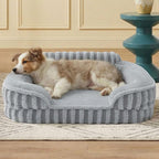 LE SURE Cute Cozy High Back Orthopedic Dog Beds Medium Size Dog,28" Grey | Waterproof Pet Bed with Sides, Aesthetic Comfy Egg-Crate Foam Pet Couch Sofa, Removable Washable Cover, Non-Slip Bottom