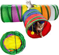 Cat Tunnel,Cat Tunnels for Indoor Cats Interactive, Pet Tunnel Toys for Cats Kitten Rabbits,3 Way Collapsible,Rainbow L 32" T Shape