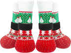 EXPAWLORER Christmas Anti-Slip Soft Dog Socks for Hardwood Floor,Warm Dog Shoes,Paw Protectors for Cold Pavement,Prevent Licking,Traction Control for Small Medium Large Senior Dogs
