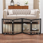 Black 37-74" Dog Gate Foldable Dog Gates for Doorways Stairs House Freestanding Pet Gate Puppy Barries 24 inches Tall