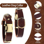Leather Dog Collar and Leash Set, 6FT Heavy Duty Leather Training Leash with Adjustable Dog Collar, Soft and Durable Dogs Leashes and Collars Set for Small Medium Large Dogs (Brown, XL)