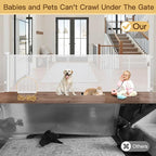 Reinforced 159 Inch Extra Wide Child Gates for wide Openings, Indoor/Outdoor Retractable Fence/Barrier/Blocker/Screen for Baby and Pet, Bottom Anti-crawl Extra Long Baby Gate for Large Openings, White