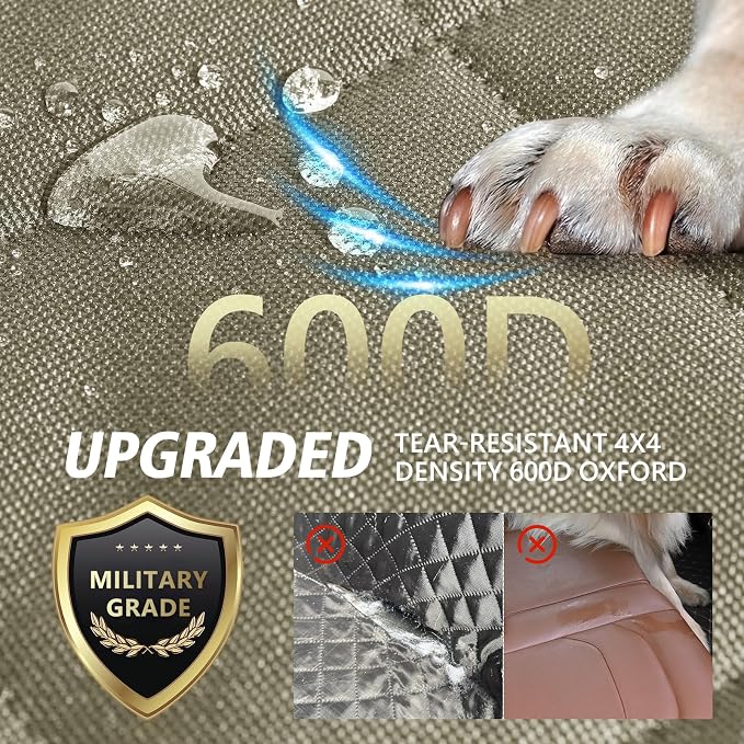 Btefd Back Seat Extender for Dogs, Hard Bottom Dog Hammock for Car & SUV | Dog Seat Cover Supports 420lbs, 45% More Space, Waterproof, Mesh Window, Scratch Resistant, Non-Slip, Easy Care, Beige