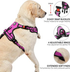 NESTROAD No Pull Dog Harness,Adjustable Oxford Dog Vest Harness with Leash,Reflective No-Choke Pet Harness with Easy Control Soft Handle for Large Dogs(X-Large,Fuchsia Pink)