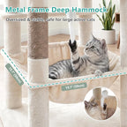 Cat Tree, 81.1" Skyward Corner Cat Tower for Large Cats VCT031MJ | Space-Smart Cat Furniture with Diamond Hideout, Grand Platform, Firm Base, 3 Soft Hammock & Pet Relax Station, Beige