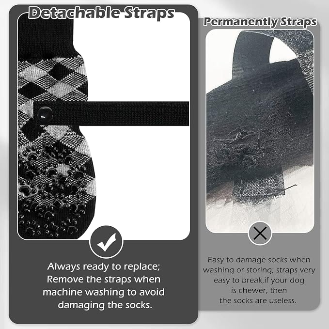 EXPAWLORER Anti Slip Dog Socks to Prevent Licking Paws, Dog Shoes for Hot Pavement, Dog Booties for Small Medium Large Senior Dogs, Traction Control Boots & Paw Protectors for Hardwood Floors