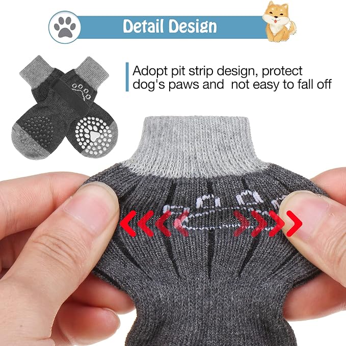 SCENEREAL Anti Slip Dog Sock to Prevent Licking Paws for Hardwood Floors, Boots & Paw Protector Shoes for Hot/Cold Pavement with Grippers, Double Sides Grips for Small Medium Large Senior Dogs