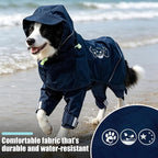 Dog Raincoat, Full-Body Hooded All-Weather Jacket, Waterproof and Windproof with Reflective Strips, Suitable for Large Dogs, M