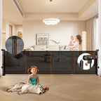 120" Retractable Baby Gate Extra Wide, 41" Tall Retractable Dog Gate for Stairs, Doorways, Decks, Mesh Gate Long Child Gate Pet Gate for Indoor, Outdoor, with Reinforced Mesh Rods, Dual Locks