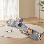 Cat Tunnels for Indoor Cats, Self-Luminous Cat Tunnel with Plush Ball, 3 Way Kitten Tunnel Collapsible, Cat Play Tunnel with Interactive Peephole for Large Cat, Puppy, Kitten