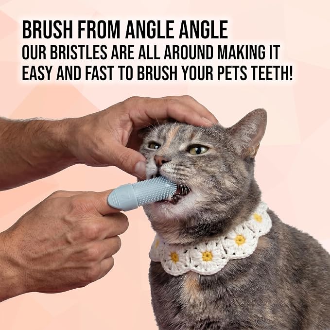 Hampton Distribution 4-Pack Pet Dental Care Kit - 360° Silicone Dog & Cat Finger Pet Toothbrush