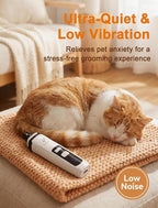 Quiet Electric Pet Nail Grinder with Light for Dogs Cats | Low-Vibration, 2-Speed, 3 Ports for Large Medium Small Pets, Works on Hard/Thick Nails, Professional Grooming Tool