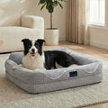 Veehoo Square Dog Bed Medium Size Dog, Orthopedic Dog Bed Couch Sofa, 36" | Washable & Medium Dog Bed for Indoor, Egg-Crate Memory Foam Dog Bed with Sides, Removable Cover, High Back Non-Slip Bottom