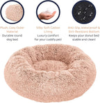 Petloox Donut Dog Bed - Premium Comfort for Anxiety Relief - Fluffy & Calming Design with Ultra-Plush Support | Cozy Round Dog Bed with Super Soft Circle Style (Pink, Small)