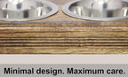 Croft&Cane Wooden Elevated Pet Feeder with 2 Steel Bowls - Natural Brown | Raised Dog Bowls for Small & Medium Pets – Solid Wood Handcrafted Fluted Design Feeding Station for Dogs & Cats - 15x8x5 Inch